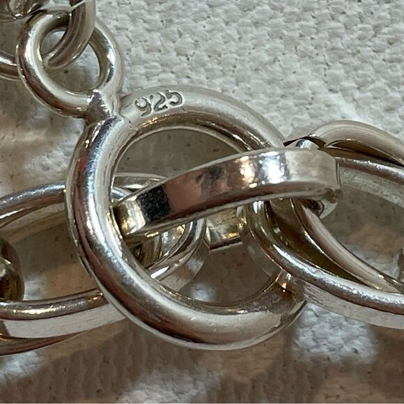 OVAL LINK TOGGLE CLASP BRACELET STERLING SILVER 925 29.5 grams - Picture 5 of 6